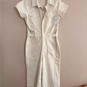 Good American Utility Jumpsuit NWT Cream / Ivory Size Large Wide Leg